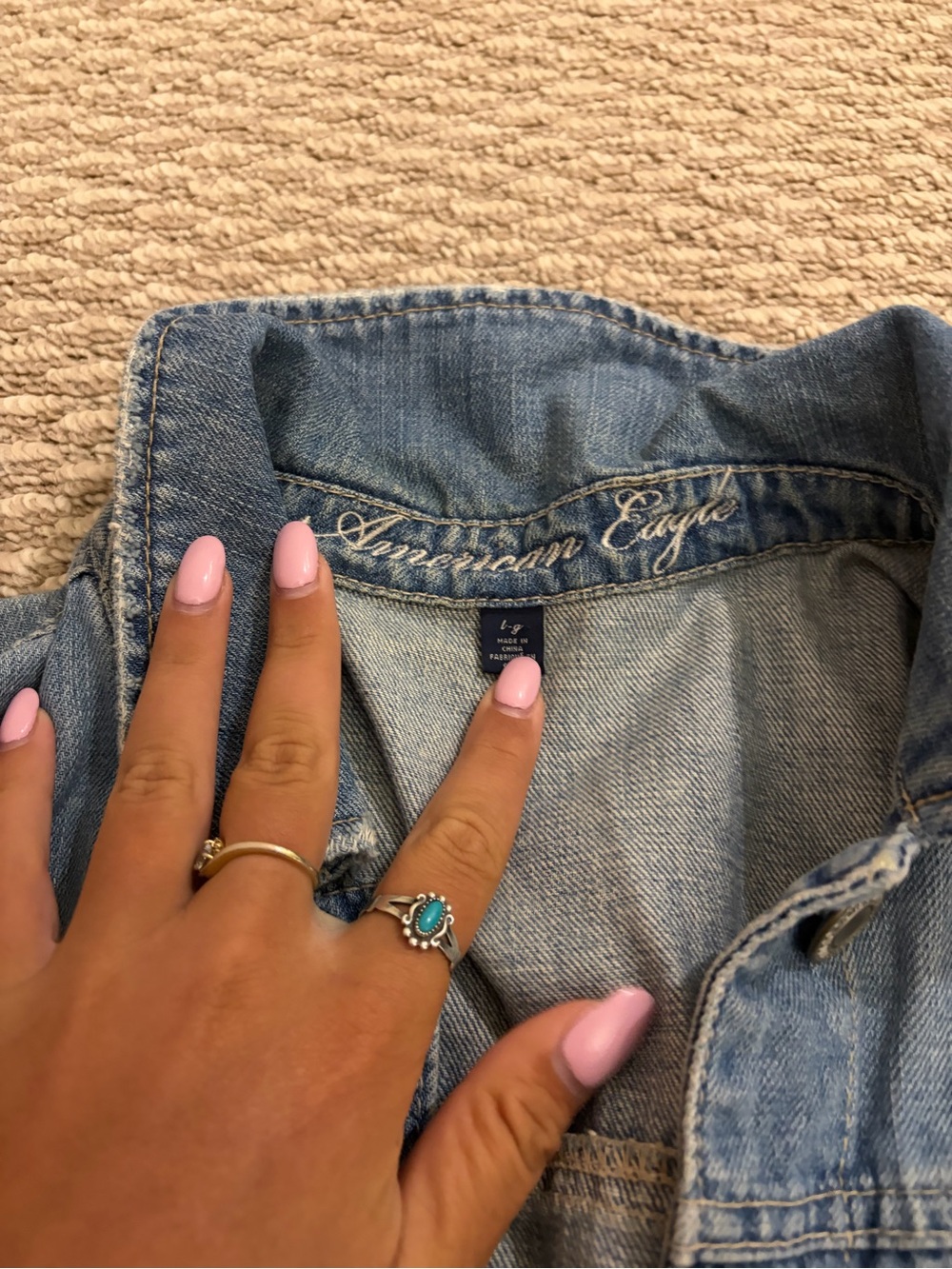 American Eagle Light Wash Denim Jacket - Picture 2 of 2